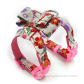 Flower Printing Super Fiber Bow Tie Dog Harness